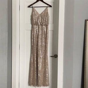Adrianna Papell Golden Sequined Formal Dress